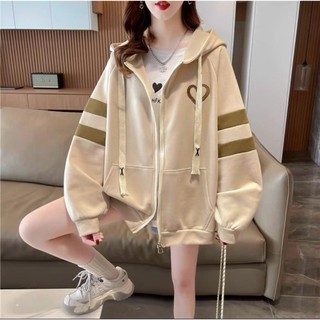 (CÓ TÚI TRONG) Áo Khoác Nỉ Nữ FORM RỘNG Logo Thêu Hình Trái TYM Siêu Dễ Thương