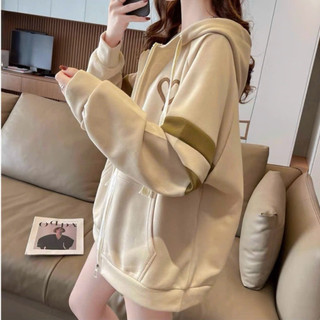 (CÓ TÚI TRONG) Áo Khoác Nỉ Nữ FORM RỘNG Logo Thêu Hình Trái TYM Siêu Dễ Thương