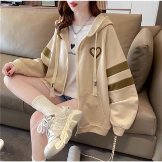 (CÓ TÚI TRONG) Áo Khoác Nỉ Nữ FORM RỘNG Logo Thêu Hình Trái TYM Siêu Dễ Thương