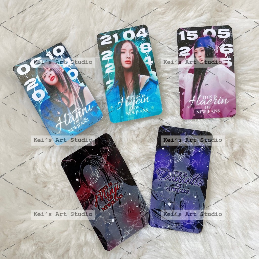 [CARD DES] 1 set 5cái - 5mem photocard thiết kế NEWJEANS: Minji, Hanni, Danielle, Haerin và Hyein