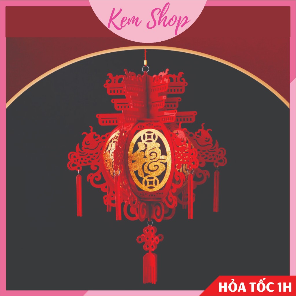 Đèn lồng chữ Phúc bằng nỉ trang trí lễ tết, trung thu, lễ hội, đám cưới DIY - Kem Shop K373