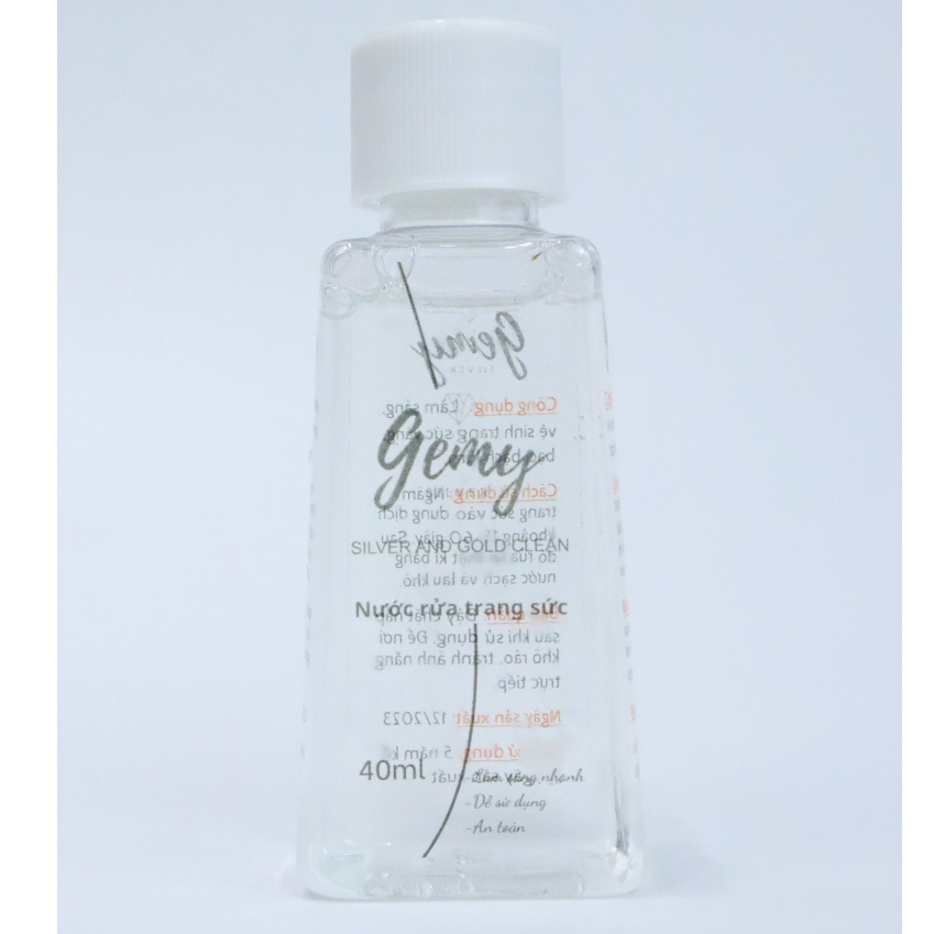 Set nước rửa bạc GEMY 40ml, dung dịch cốc nhựa kẹp gắp que làm sáng khăn lau vệ sinh bảo quản trang sức