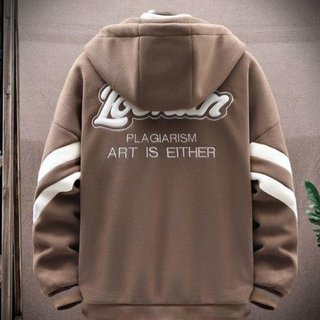 Áo khoác hoodie zip phối màu in chữ kiểu dáng trẻ trung Thời Trang Thu Đông