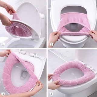 Lót bồn cầu mùa đông có dây kéo, Miếng lót bồn cầu chống lạnh loại nỉ dày sử dụng nhiều lần 88205