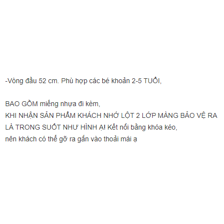 Bé 3-6Tuổi/ Vđ 52cm_Mũ chống giọt bắn, chắn bụi gió mưa tai bèo vành trẻ em phungvyshop-Nón trung KIẾNG KHUNG GẤU