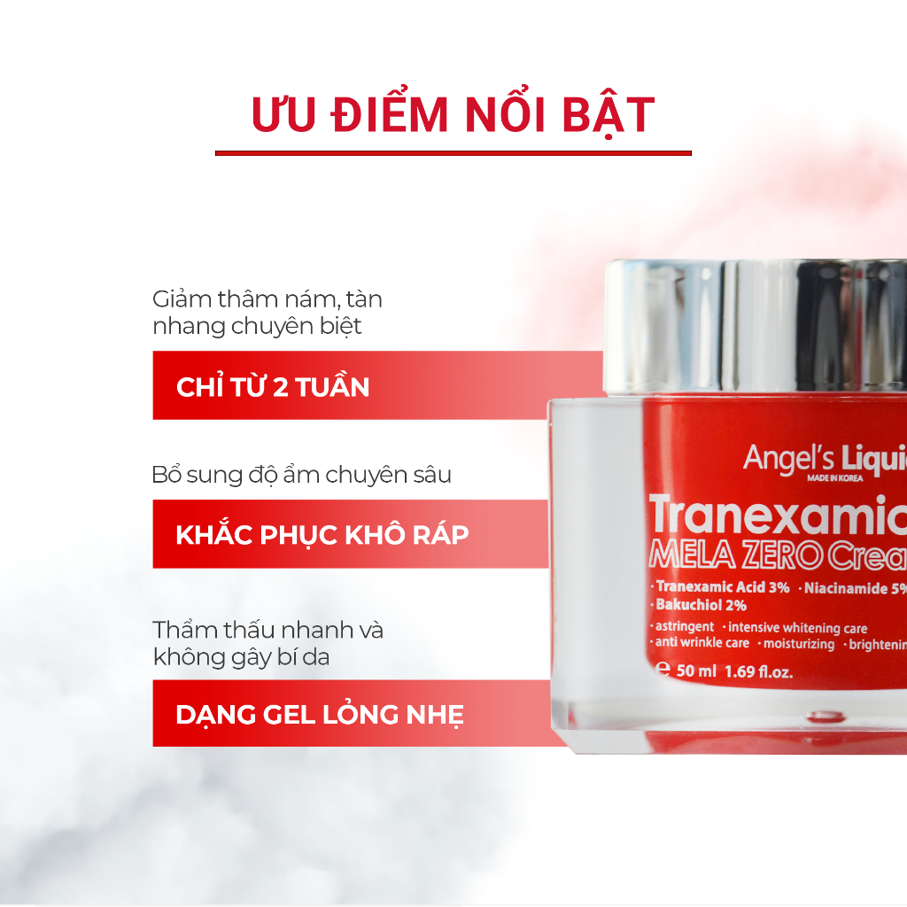 Ảnh Bộ Sản Phẩm Toner - Serum - Kem Dưỡng Giảm Thâm Nám Chuyên Biệt Angel's Liquid Tranexamic Acid Mela Zero 3
