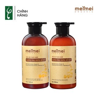 Combo dầu gội và dầu xả thảo dược Mei Mei siêu mượt: hương nhu, gừng, bồ kết 500ml