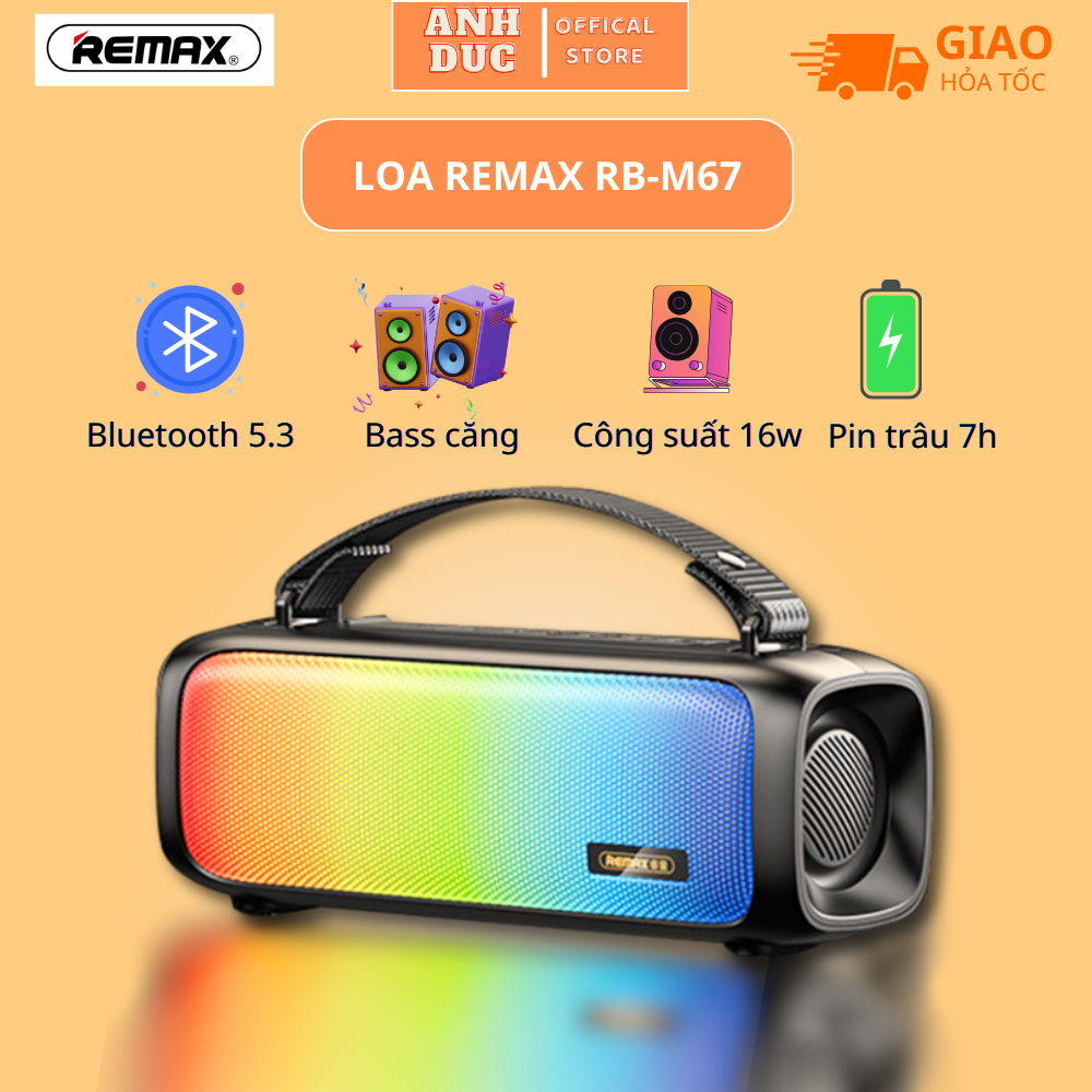 Loa Bluetooth Remax RB-M67 Có Đèn LED RGB,Âm Thanh Sống Động , Bass ...