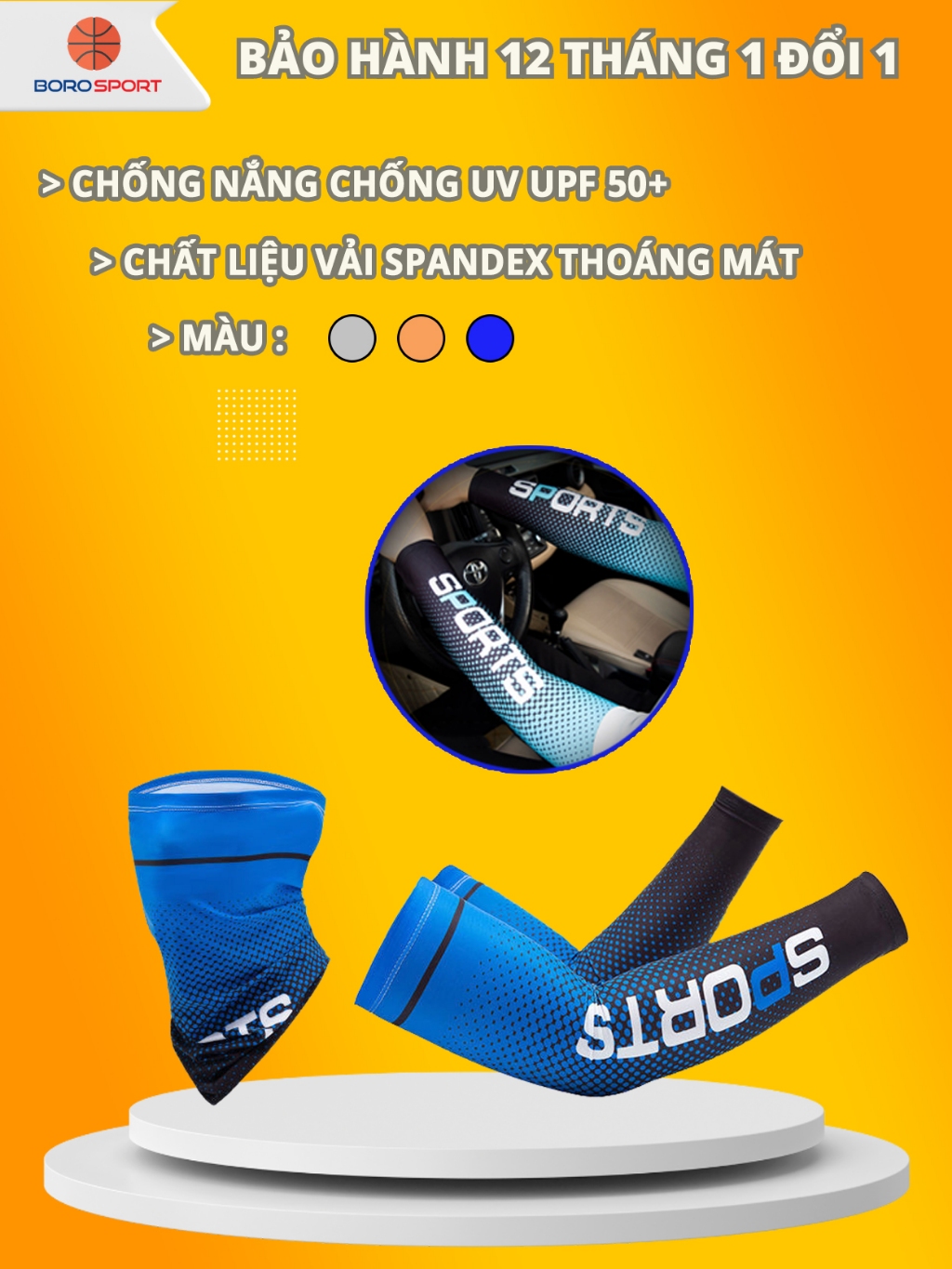 Ảnh Găng Tay Chống Nắng UPF 50+ Ống Tay Chống Nắng Sport chống UV Vải Thoáng Khí Co Giãn 4 Chiều Cleacco GTCNS Boro Sport 1