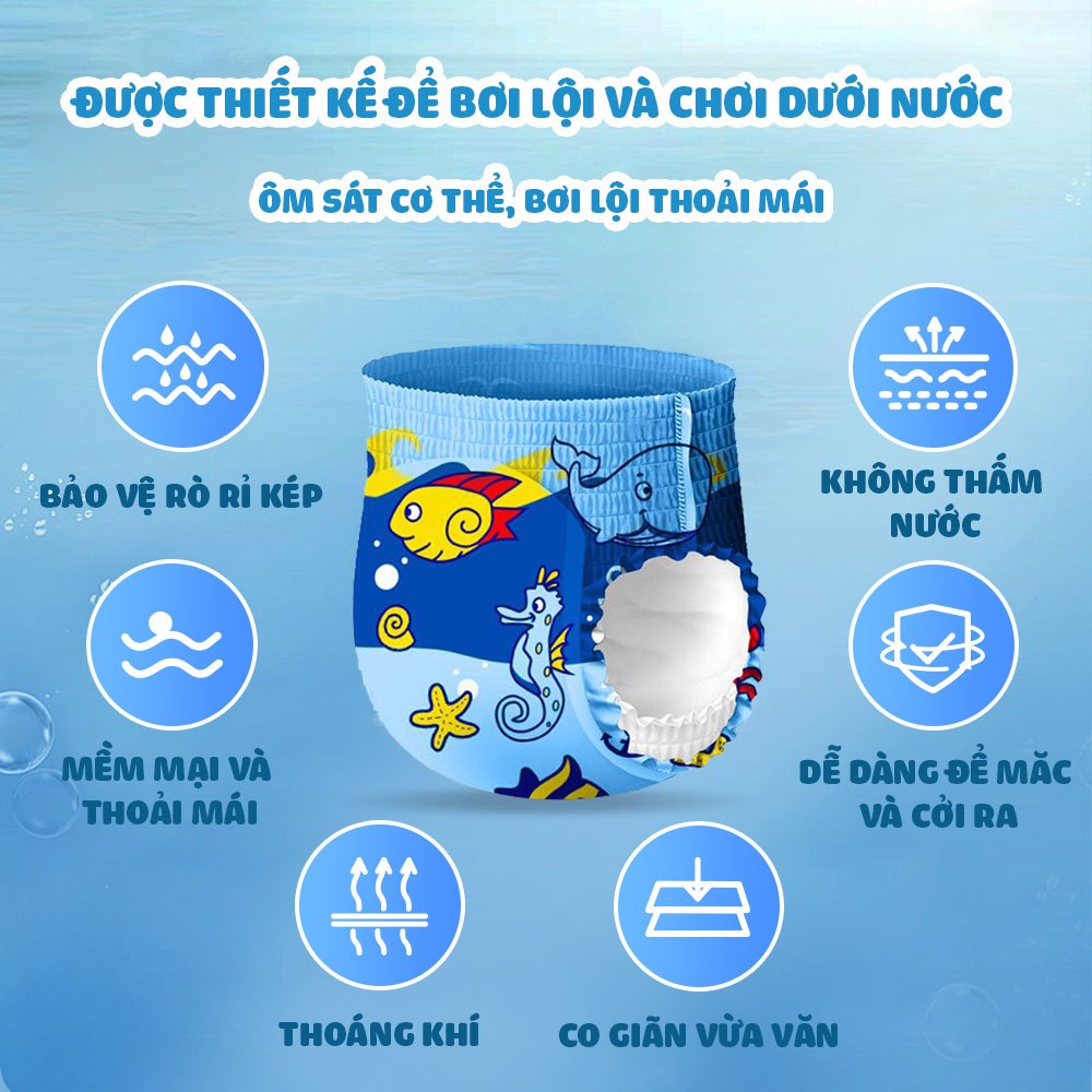 [Combo 5] Tã/Bỉm Quần Bơi Cao Cấp Aiwibi 1 Miếng/Gói, Nhiều Size M/L/XL/XXL/XXXL
