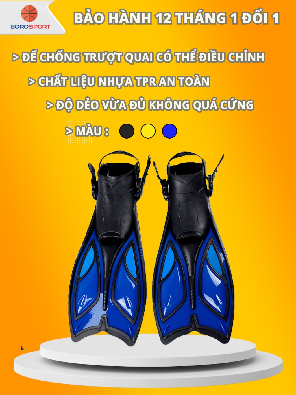 Ảnh Chân Vịt Bơi Lặn Biển Bảo Hành 12 Tháng Chân Vịt Lặn Người Lớn Chất Liệu TPR Có Thể Điều Chỉnh Dây Cleacco CV Boro Sport 1