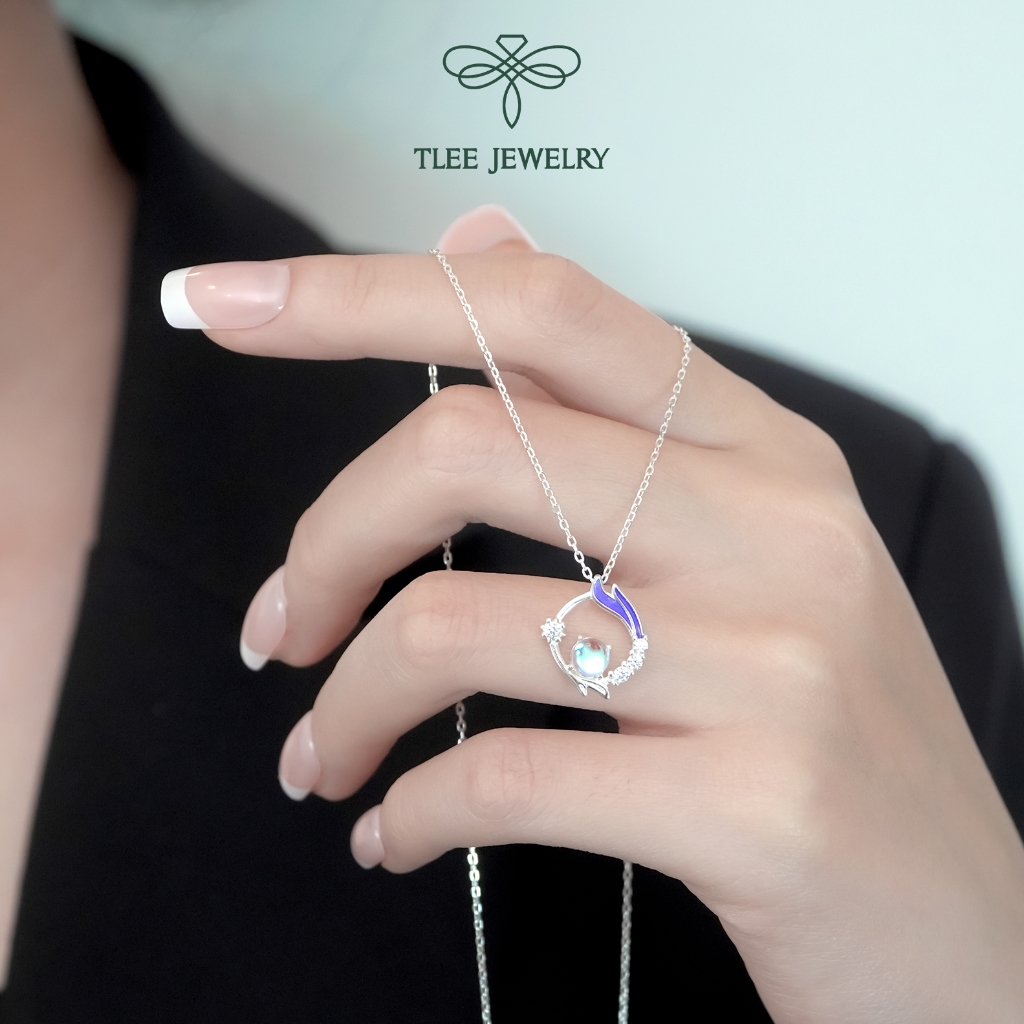 Dây chuyền bạc nữ TLEE đuôi cáo mặt đá moon nữ tính TLEE JEWELRY D0262 | BigBuy360 - bigbuy360.vn