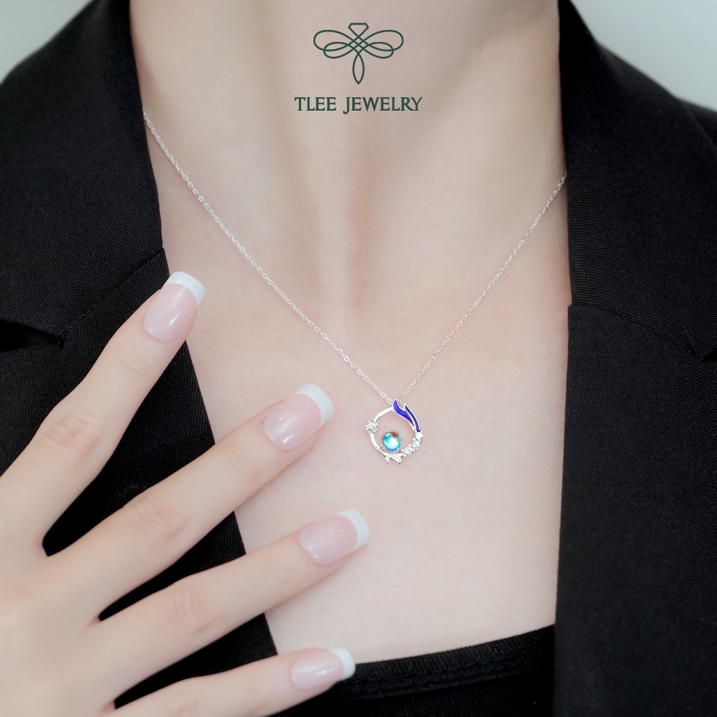 Dây chuyền bạc nữ TLEE đuôi cáo mặt đá moon nữ tính TLEE JEWELRY D0262 | BigBuy360 - bigbuy360.vn