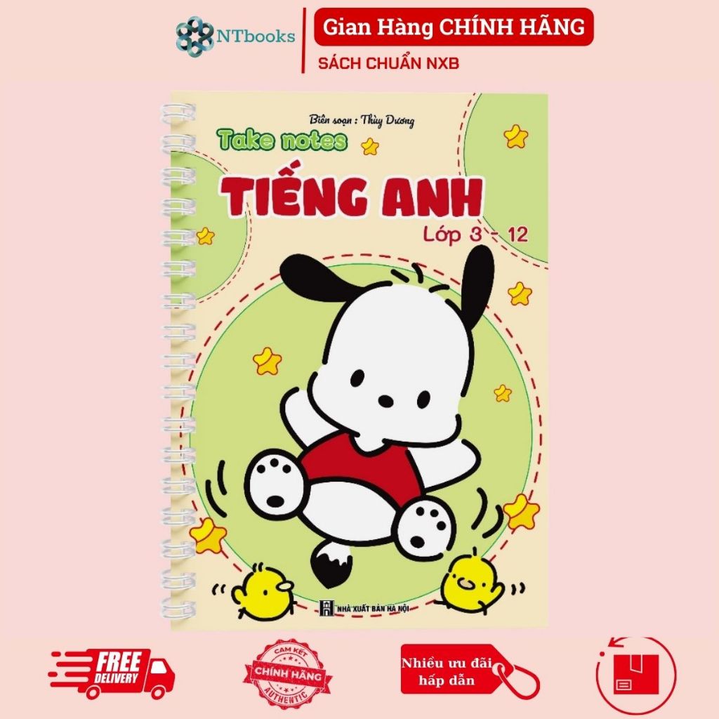 Sổ tay take note Tiếng anh lớp 3 - 12 lò xo khổ A5,giấy dày C250, dễ ...