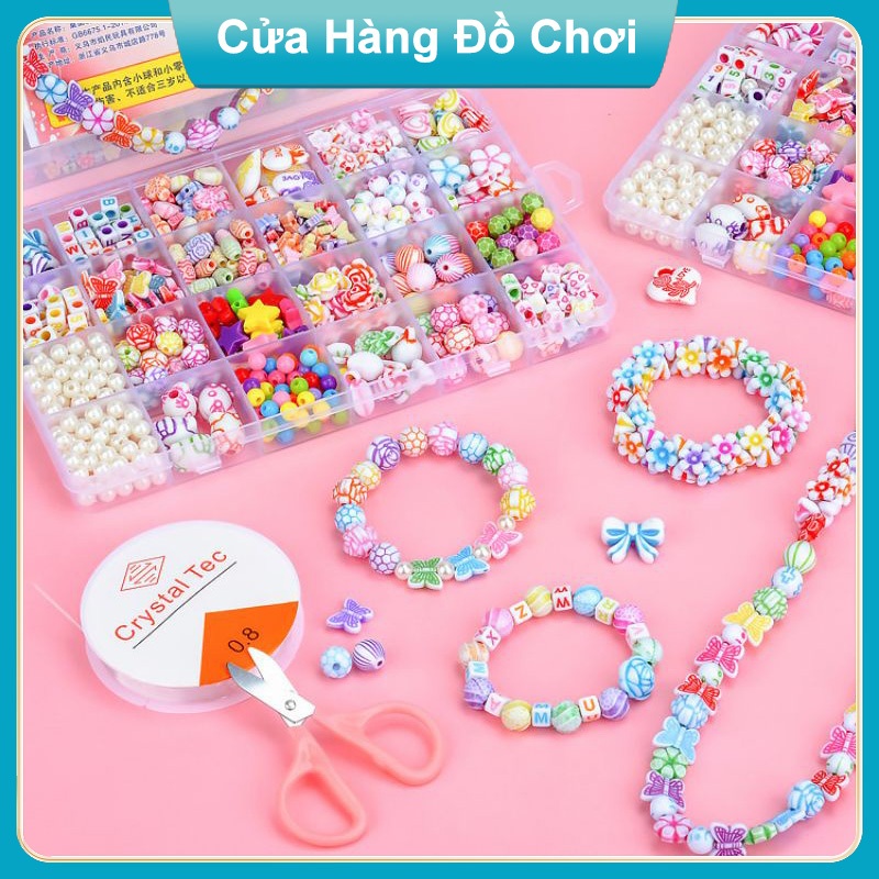 Bộ Đồ Chơi Diy Xâu Vòng Tay, Vòng Cổ Hạt Cườm Nhiều Mẫu Công Chúa Cho Bé Đồ Chơi Thủ Công Thoả Sức Sáng Tạo Cho Bé