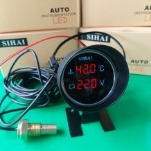 Đồng hồ báo nhiệt 2 chế độ tròn, Đồng hồ báo nhiệt độ nước và báo điện bình acquy SIHAI.