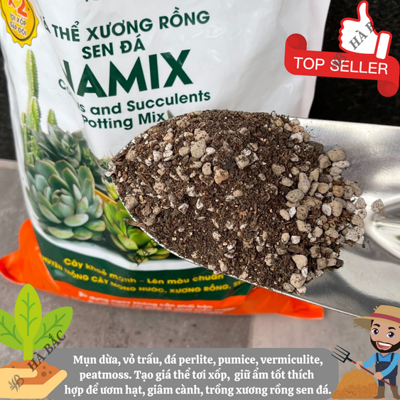 Giá Thể Xương Rồng và Sen Đá Namix - Tơi xốp, Thoáng khí, Giúp rễ phát triển mạnh và cây khỏe mạnh (5dm3)