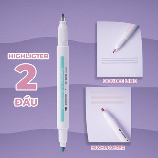 Bút Highlight Macarons Hai Đầu Đa Năng Brush Doubleline Viết Calligraphy, Ghi Nhớ Trang Trí HL0007S-  Hộp 4 Bút