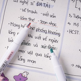 Bút Highlight Macarons Hai Đầu Đa Năng Brush Doubleline Viết Calligraphy, Ghi Nhớ Trang Trí HL0007S-  Hộp 4 Bút