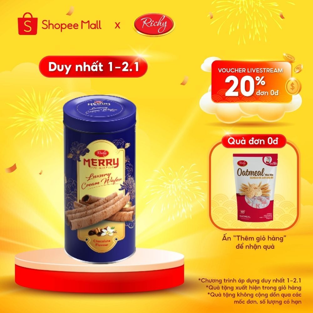 Bánh Merry quế lon Richy vị socola 200g | Shopee Việt Nam