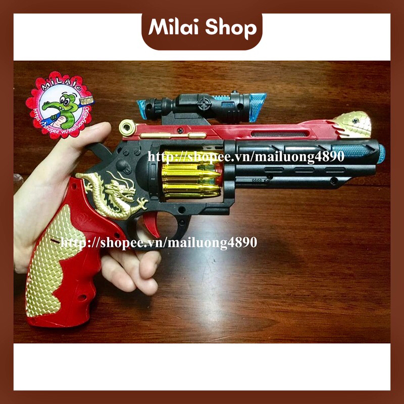 Đồ chơi súng nhựa ổ xoay màu đỏ đen hình Rồng đèn nhạc cho bé | Shopee ...