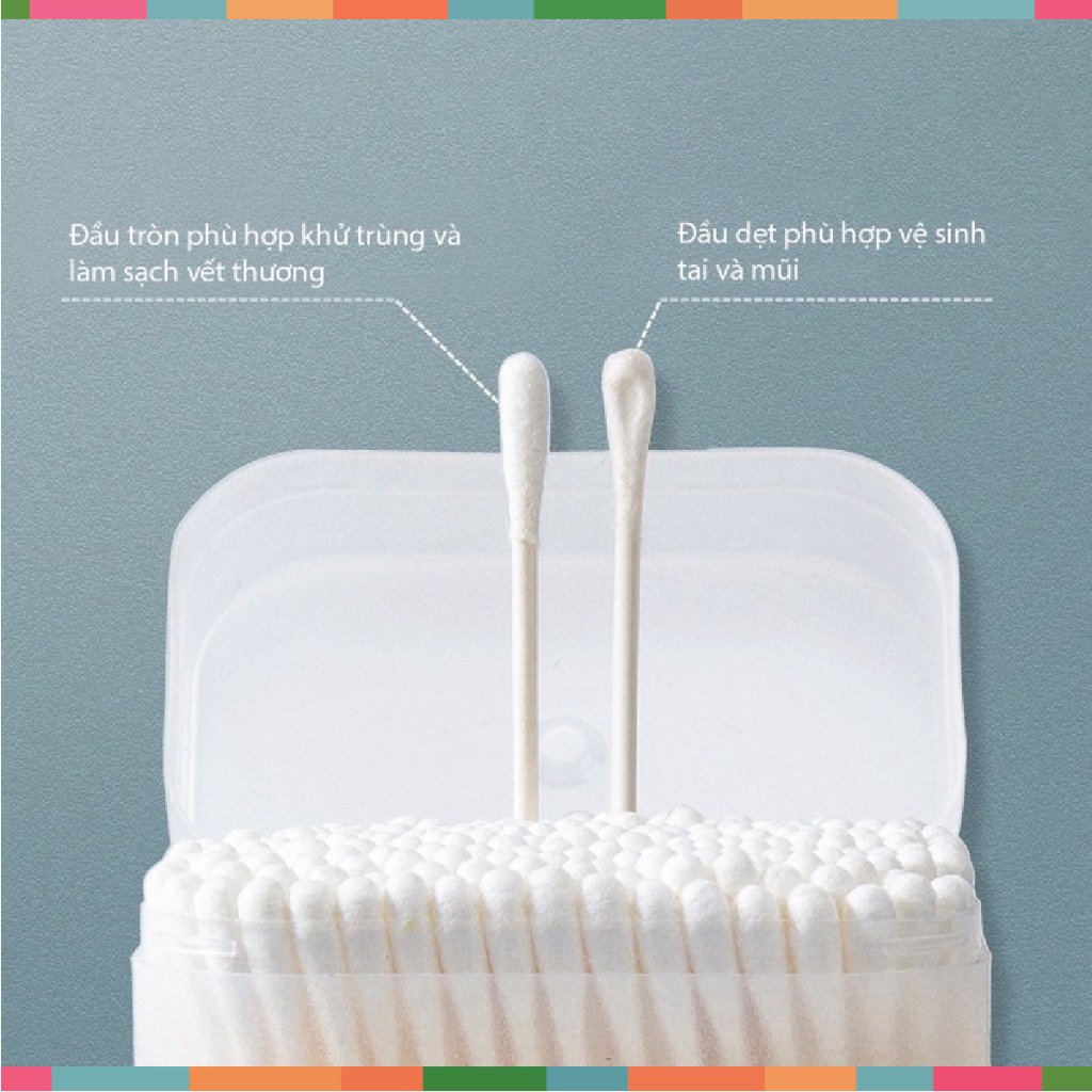 Tăm Bông V - Cool Kháng Khuẩn Thiết Kế 2 Đầu Thông Minh An Toàn Cho Bé Sơ Sinh Đậu Đậu Store