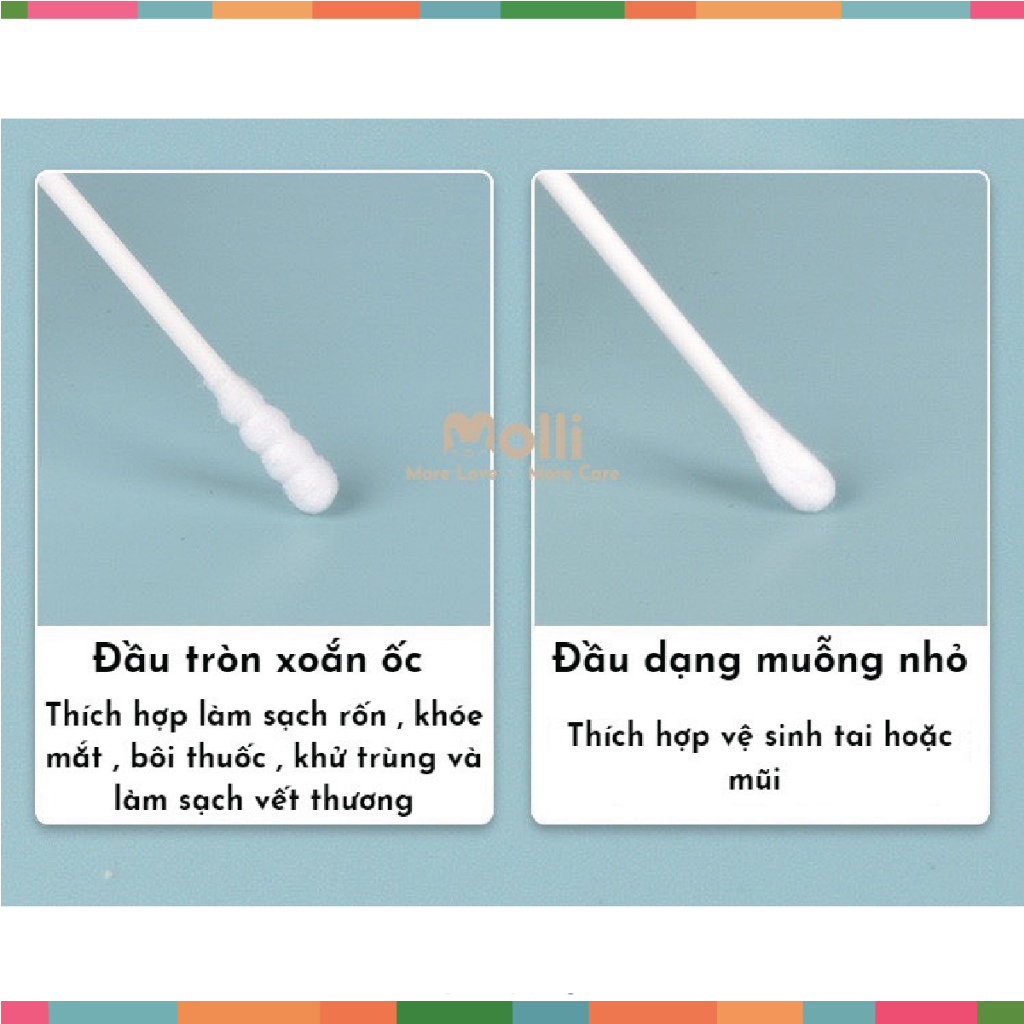 Tăm Bông Molli Chất Liệu An Toàn Sử Dụng Dễ Dàng Tiện Lợi Cho Mẹ Và Bé Đậu Đậu Store
