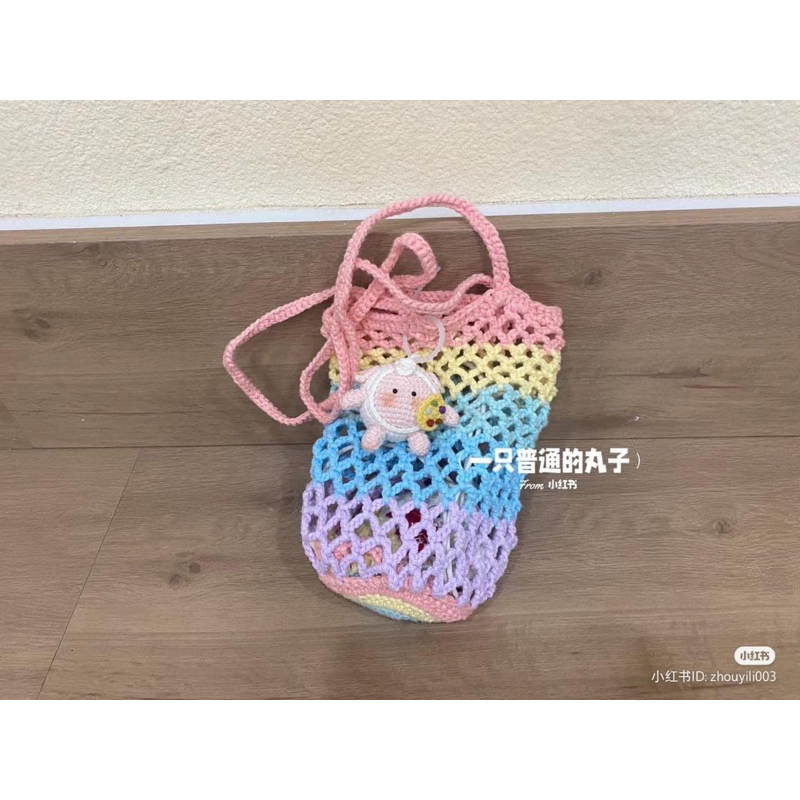 Túi ly len dạng lưới kèm phụ kiện / Túi ly đan len Handmade | Shopee ...