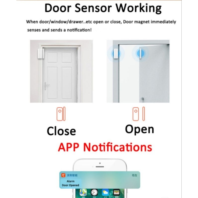 Cảm biến đóng mở cửa thông báo qua App Tuya Wifi theo dõi lịch sử/Door sensor