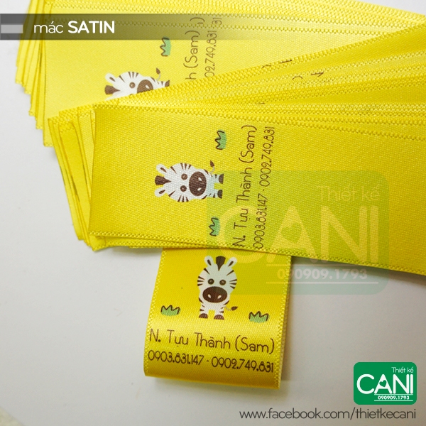 50c Mác satin in theo yêu cầu (khổ lớn 2.5cm trở lên) Nhãn quần áo Nhãn mác vải CANI