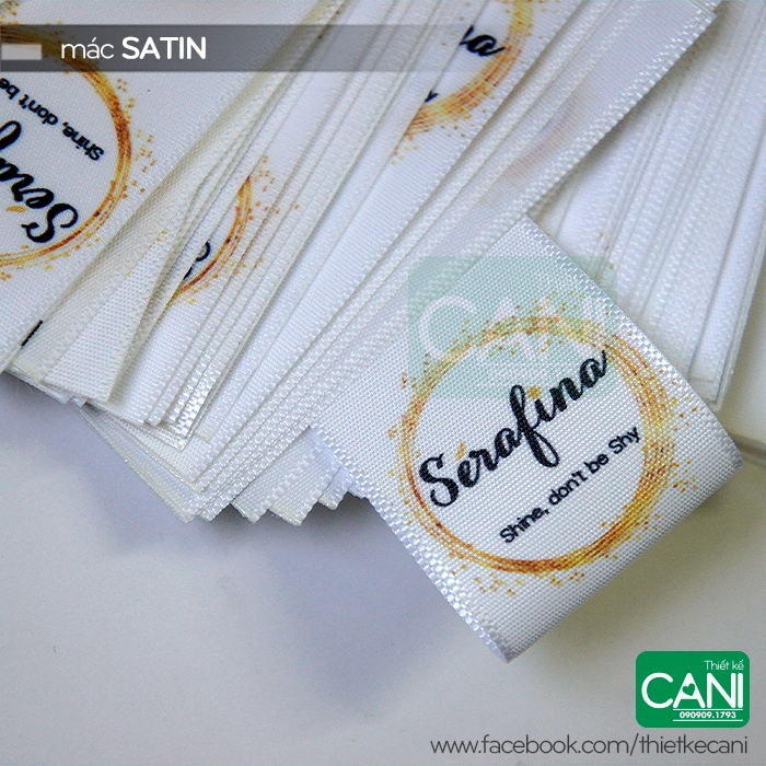 50c Mác satin in theo yêu cầu (khổ lớn 2.5cm trở lên) Nhãn quần áo Nhãn mác vải CANI