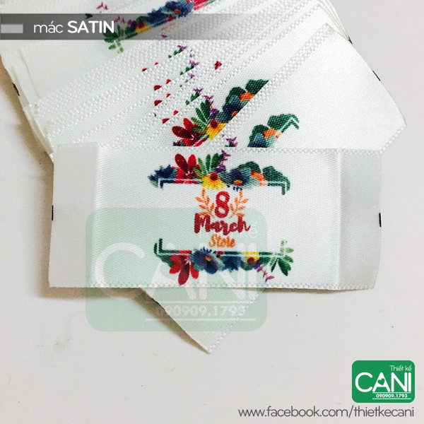 50c Mác satin in theo yêu cầu (khổ lớn 2.5cm trở lên) Nhãn quần áo Nhãn mác vải CANI