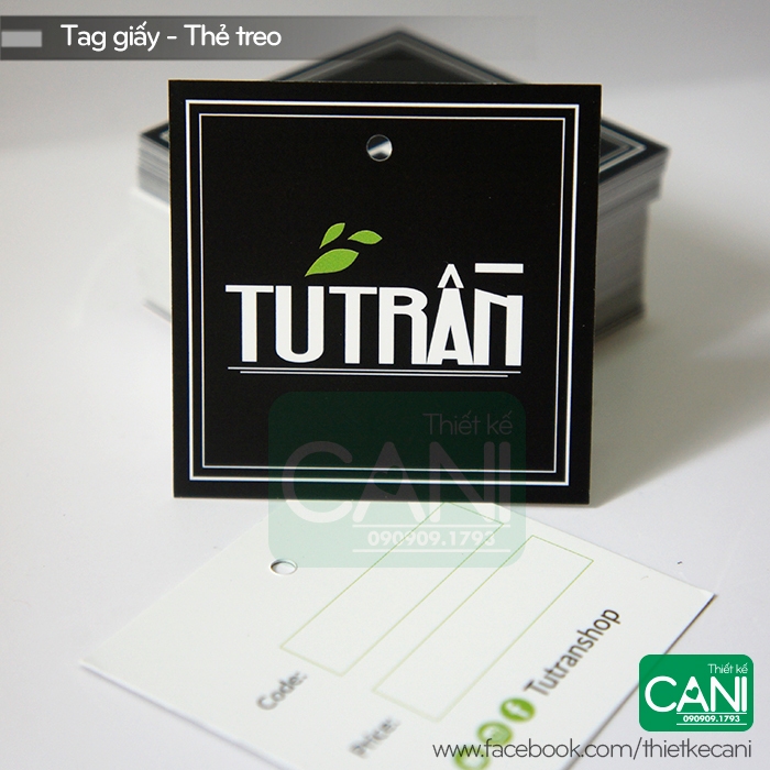 1000c Tag giấy Tem giấy treo quần áo thoi vuông 4 x 4cm In theo yêu cầu Tem treo CANI