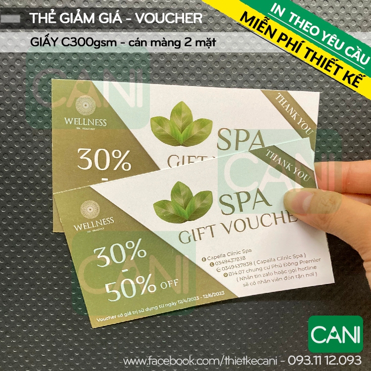 500c In theo yêu cầu Card thank you Voucher Nailbox Thiệp cảm ơn  Phiếu quà tặng Phiếu Giảm giá Thẻ liệu trình Nail box