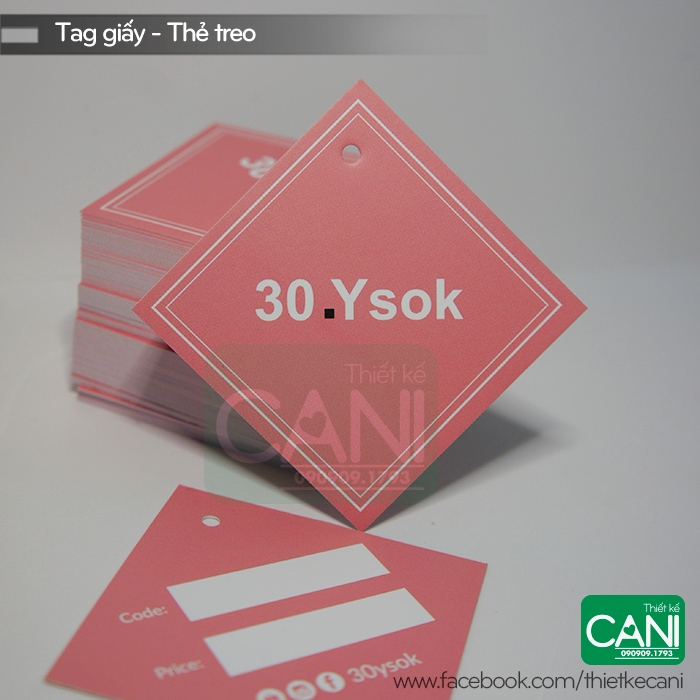 1000c Tag giấy Tem giấy treo quần áo thoi vuông 4 x 4cm In theo yêu cầu Tem treo CANI