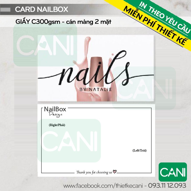 500c In theo yêu cầu Card thank you Voucher Nailbox Thiệp cảm ơn  Phiếu quà tặng Phiếu Giảm giá Thẻ liệu trình Nail box