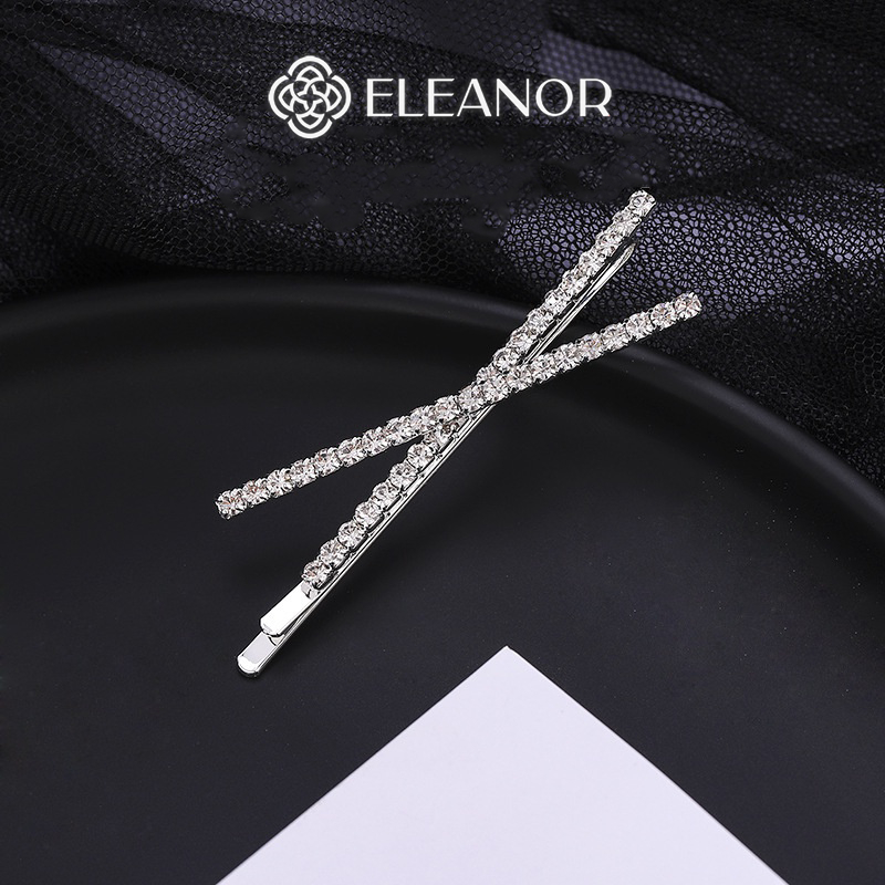 Kẹp tóc nữ Eleanor Accessories hình chữ X đính đá kẹp tóc mái basic phụ kiện tóc 4596