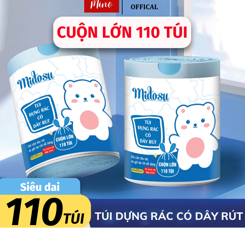 Túi Rác Có Dây Rút Midosu Mino Loại Siêu Dai Chắc Chắn Cuộn 110 Túi ...