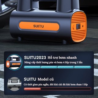 Máy Bơm Lốp Ô Tô Suitu Thông Minh - Bơm Lốp Xe Không Dây Cắm Sạc USB Cồng Suất Cao Xách Tay Nhỏ Gọn Tiện Lợi