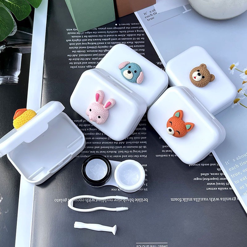 khay đựng lens mini hình thú cute nên trắng Muneyes