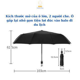 Ô Vải Dù 2 Lớp Màu Chống Tia UV Khung 10 Nan Gấp Gọn Màu Đỏ