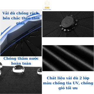 Ô Vải Dù 2 Lớp Màu Chống Tia UV Khung 10 Nan Gấp Gọn Màu Xanh