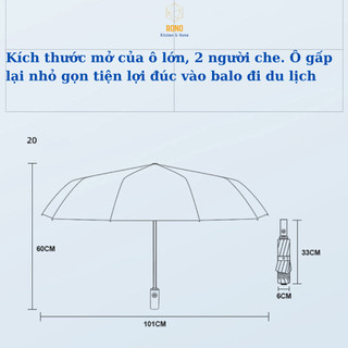 Ô Che Mưa, Vải Dù 2 Lớp Màu, Chống Tia UV, Chống Thấm Nước Màu Đen
