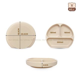 Khay ăn dặm chính hãng Mily 3 ngăn silicon