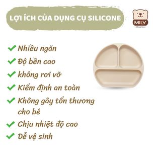 Khay ăn dặm chính hãng Mily 3 ngăn silicon