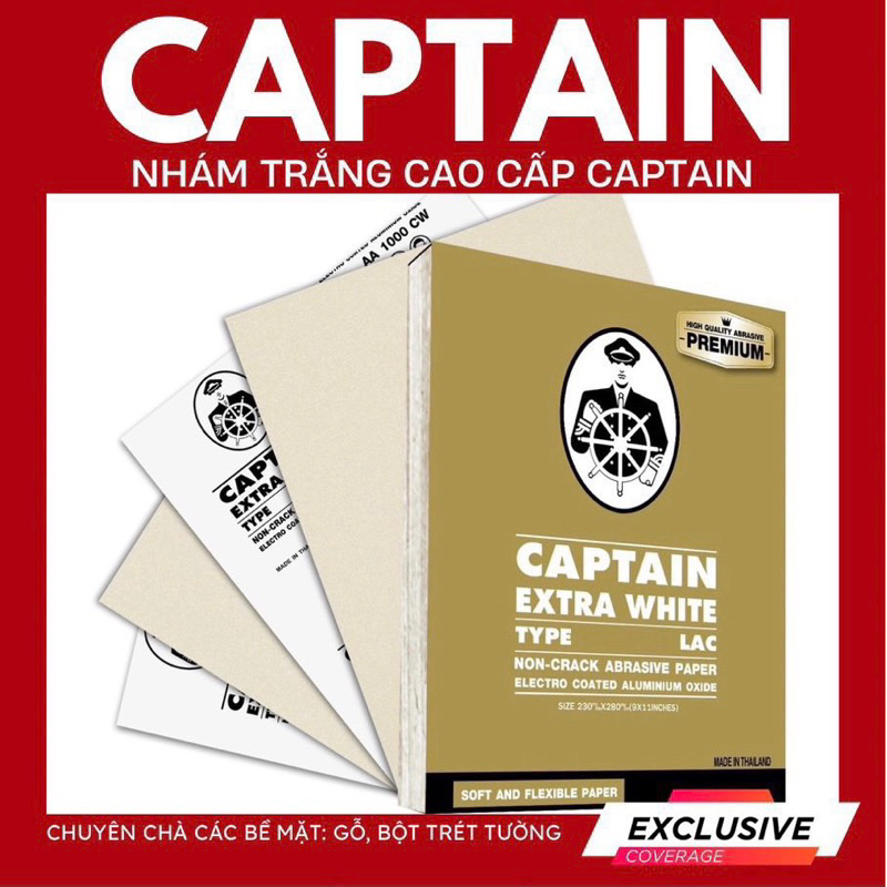 50 tờ giấy nhám trắng chà gỗ Captain Extra White LAC chính hãng TOA ...