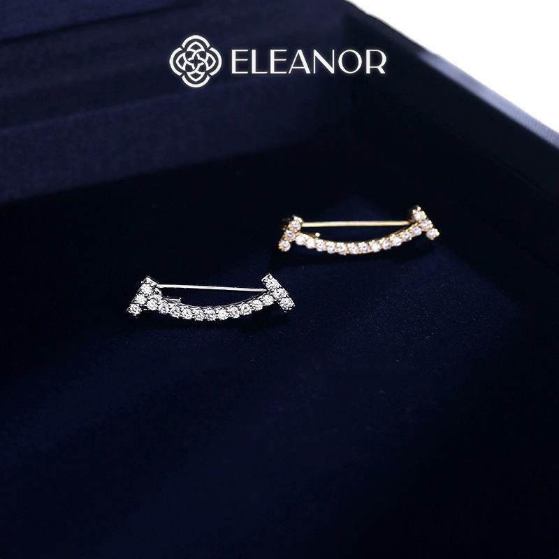 Ghim cài áo nam nữ Eleanor Accessories viền cong đính đá phụ kiện thời trang trâm cài 6254