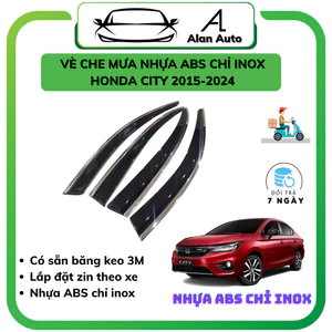 Vè che mưa xe Honda City 2015-2024, Chất liệu NHỰA ABS Chỉ INOX và Chỉ Mạ cao cấp