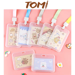 Thẻ Đeo Bảng Tên Kèm Dây Đeo Chất Liệu Nhựa Trong Suốt Khổ Ngang Và Dọc TOMI 008