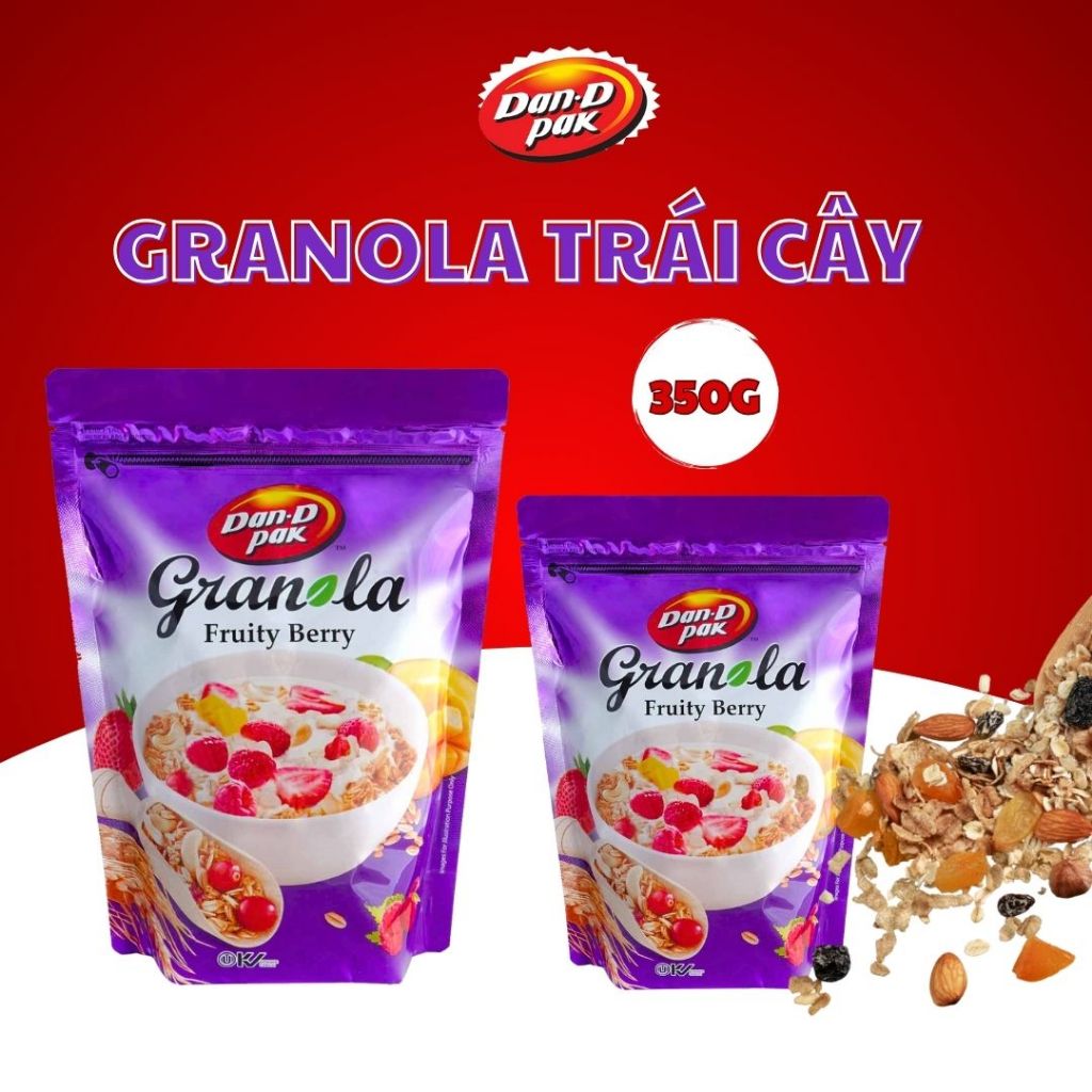 Thùng hạt ngũ cốc Granola trái cây 350g x 12 gói, 600g x 12 gói Dan D ...